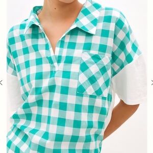 Anthropologie Green Checkered Blouse